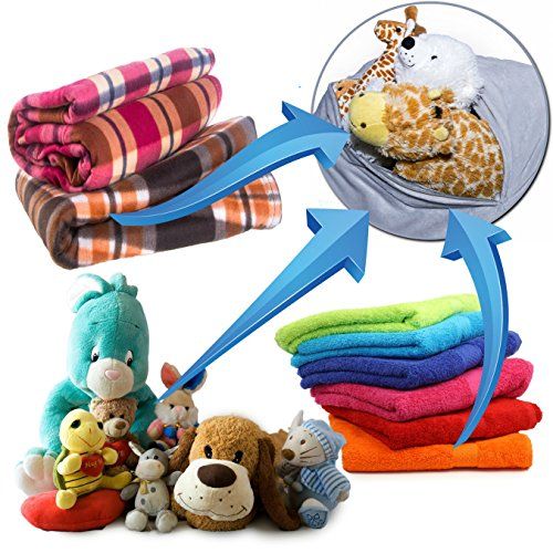  BabyKeeps Jumbo Stuffed Animal Storage Bean Bag - “Soft ’n Snuggly” Comfy Fabric Kids Love - Monkey, Pig or Elephant - Replace Your Mesh Toy Hammock or Net - Store Extra Blankets & Pillows T