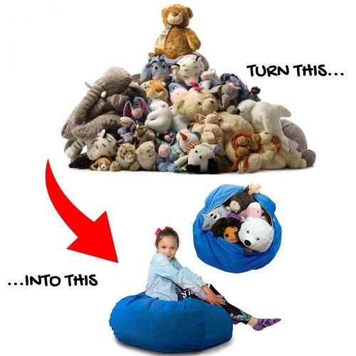  [아마존베스트]BabyKeeps Stuffed Animal Storage Bean Bag Chair Cover  “SOFT ’n SNUGGLY” Corduroy Kids & Toddlers Prefer Over Canvas - Replace Plush Toy Hammock or Net - Store Blankets & Pillows Too - Lar