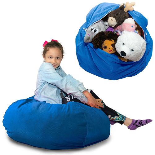  [아마존베스트]BabyKeeps Stuffed Animal Storage Bean Bag Chair Cover  “SOFT ’n SNUGGLY” Corduroy Kids & Toddlers Prefer Over Canvas - Replace Plush Toy Hammock or Net - Store Blankets & Pillows Too - Lar