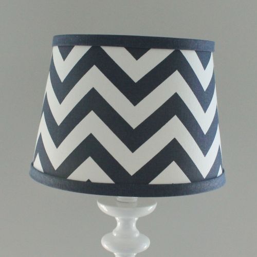  BabyMilanBedding Small Navy White Chevron lamp shade with accent Navy blue.