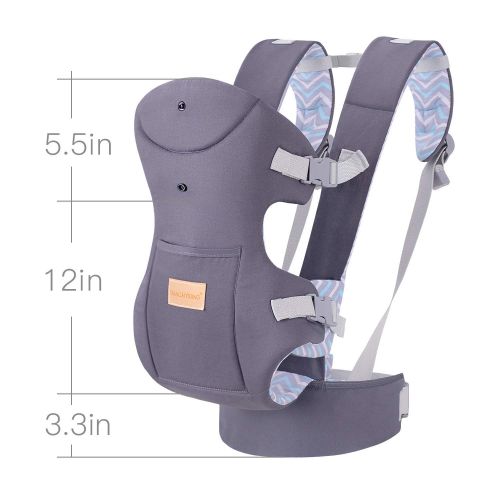  BabyPro Ergonomic Baby Carrier Wrap with Hip Seat, Soft, Breathable, Protective Cotton Hood 3D Baby Carrier Front and Back for Infants to Toddlers