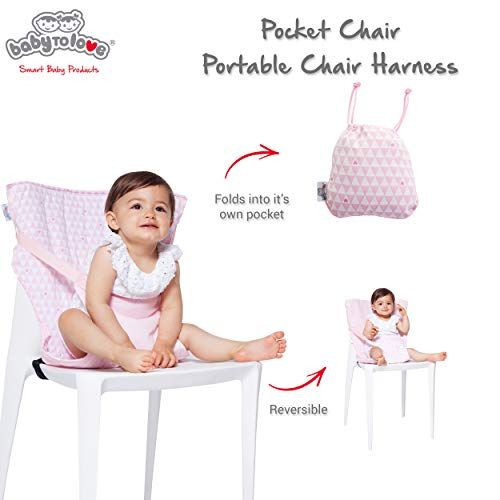  [아마존베스트]BabyToLove Baby-To-Love Pocket Chair, Girl Portable Baby Seat for Eating & Travel (Pink Hearts)