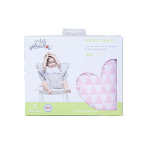  [아마존베스트]BabyToLove Baby-To-Love Pocket Chair, Girl Portable Baby Seat for Eating & Travel (Pink Hearts)