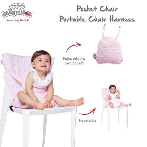  [아마존베스트]BabyToLove Baby-To-Love Pocket Chair, Girl Portable Baby Seat for Eating & Travel (Pink Hearts)