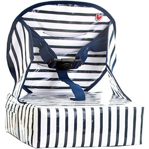  [아마존베스트]BabyToLove Baby-To-Love Easy Up, Portable Travel Booster Seat Dining Toddler, Boy & Girl (Blue Stripes)