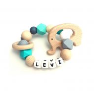 Etsy Personalized Teething Ring, Bird, Customized, Name, Boy, Baby Rattle, Silicone Teething Ring, Shower Gift, Wooden, Teether Ring, Natural