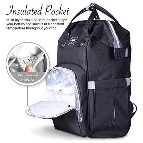  [아마존베스트]BabyX Diaper Bag Backpack with Multi-Function Waterproof Maternity Nappy Bags for Mom & Dad [Insulated Pocket] [Large Capacity] Travel Organizer Baby Care Changing Bag Durable and