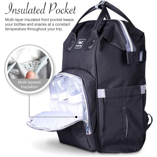  [아마존베스트]BabyX Diaper Bag Backpack with Multi-Function Waterproof Maternity Nappy Bags for Mom & Dad [Insulated Pocket] [Large Capacity] Travel Organizer Baby Care Changing Bag Durable and