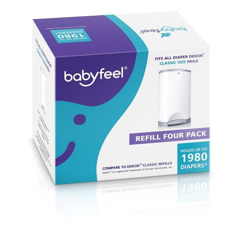  [아마존베스트]Dekor Classic Refills by Babyfeel | 4 Pack | Exclusive 30% Extra Thickness | New Powder Scent | Fits Dekor Classic Size Diaper Pails | Powerful Odor Elimination | Holds up to 1980