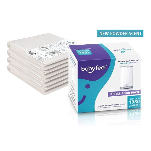  [아마존베스트]Dekor Classic Refills by Babyfeel | 4 Pack | Exclusive 30% Extra Thickness | New Powder Scent | Fits Dekor Classic Size Diaper Pails | Powerful Odor Elimination | Holds up to 1980