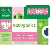 Babyganics Size 4, 120 count, Absorbent, Breathable, Triple Dry Protection Diapers