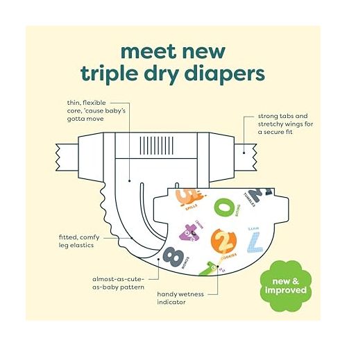 베이비가닉스 Babyganics Size 4, 120 count, Absorbent, Breathable, Triple Dry Protection Diapers