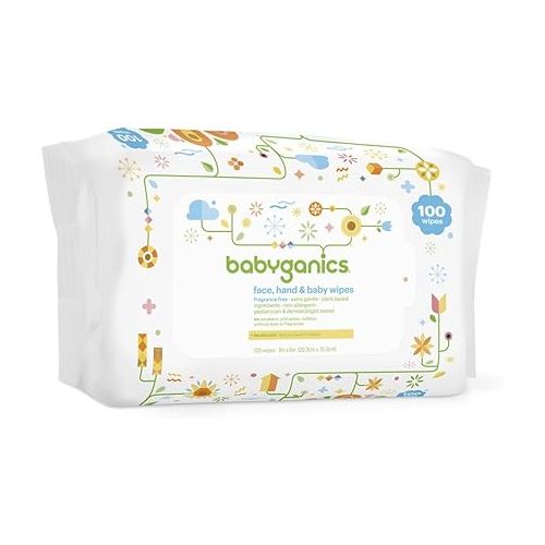 베이비가닉스 Babyganics Face, Hand & Baby Wipes, Fragrance Free, 1800 ct, Packaging May Vary