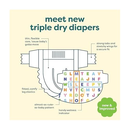 베이비가닉스 Babyganics Size 6, 88 count, Absorbent, Breathable, Triple Dry Protection Diapers