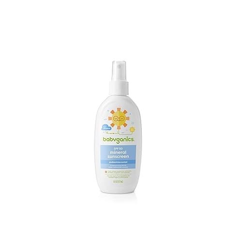 베이비가닉스 Babyganics SPF 50 Baby Sunscreen Spray | UVA UVB Protection | Octinoxate & Oxybenzone Free | Water Resistant, Unscented, 6 Fl Oz (Pack of 2)