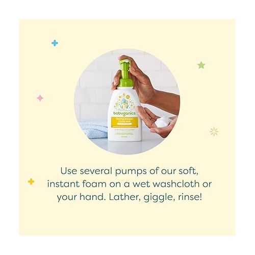 베이비가닉스 Babyganics Baby Shampoo + Body Wash Pump Bottle, Fragrance Free, Non-Allergenic and Tear-Free, 16 Fl Oz, Packaging May Vary