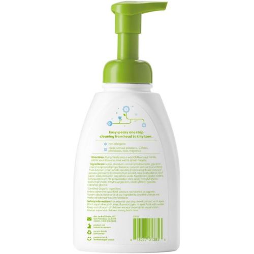베이비가닉스 Babyganics Baby Shampoo + Body Wash Pump Bottle, Fragrance Free, Non-Allergenic and Tear-Free, 16 Fl Oz (Pack of 3), Packaging May Vary