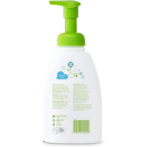 베이비가닉스 Babyganics Foaming Dish & Bottle Soap, Pump Bottle, Fragrance Free, Plant-Derived Cleaning Power, Removes Dried Milk, 16 Fl Oz