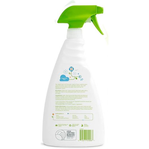 베이비가닉스 Babyganics Multi Surface Cleaner, Fragrance Free, For Hard Surfaces, Glass, Stainless Steel, Tiles, and Walls, 32 Fl Oz Spray Bottle (Pack of 3)