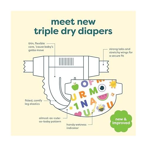 베이비가닉스 Babyganics Size 5, 100 count, Absorbent, Breathable, Triple Dry Protection Diapers