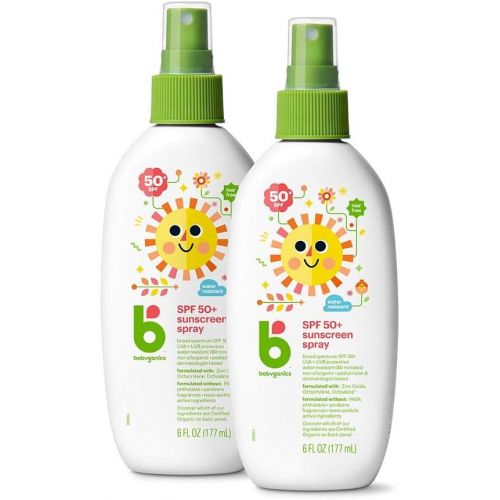 베이비가닉스 [아마존베스트]Babyganics Baby Sunscreen Spray, SPF 50, Spray Bottle, 6 Fl Oz, Pack of 2