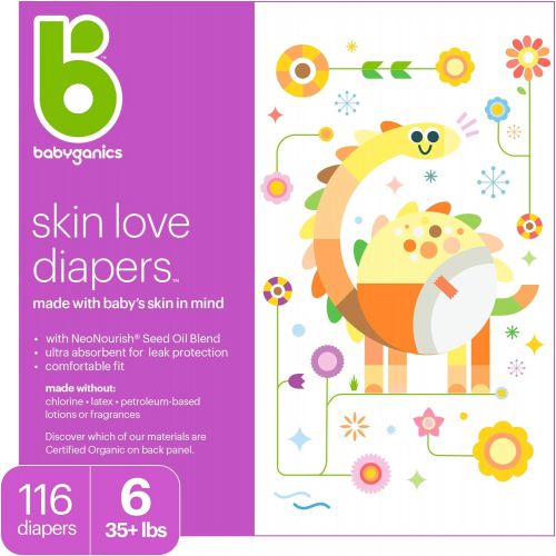 베이비가닉스 [아마존베스트]Diapers, Size 6, 116 ct, Babyganics Ultra Absorbent Diapers, Packaging May Vary