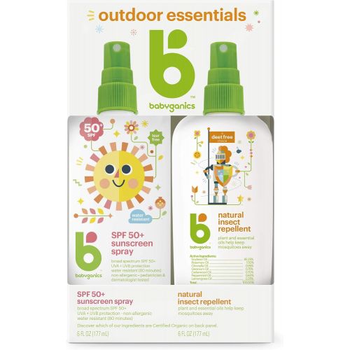 베이비가닉스 Babyganics Baby Sunscreen Spray 50 SPF and Bug Spray, 6oz each, Packaging May Vary