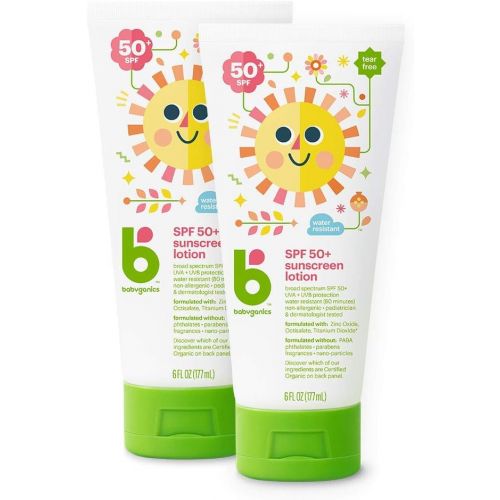 베이비가닉스 Babyganics Sunscreen Lotion 50 SPF, 6oz, 2 Pack, Packaging May Vary