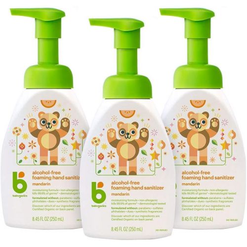 베이비가닉스 Visit the Babyganics Store Babyganics Alcohol-Free Foaming Hand Sanitizer, Pump Bottle, Mandarin, 8.45 Oz, 3 Pack, Packaging May Vary