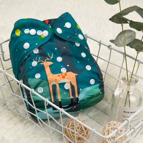  [아마존베스트]Babygoal Baby Cloth Diapers Washable Pocket Nappy, 6pcs Cloth Diapers+6 Inserts+4pcs Bamboo Inserts,Boy Color 6FB15