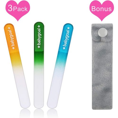  [아마존베스트]Babygoal Newborn Nail File Baby Nail Files 3 Pack with a Pouch,Genuine Czech Float Glass, Perfect Shower Gift for Newborns,Toddlers,Infant, Babies &Young Children, Baby Shower Gift