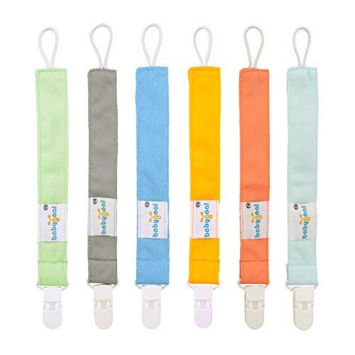  [아마존베스트]Babygoal Pacifier Clips, 6 Pack Pacifier Holder for Boys and Girls Fits Most Pacifier Styles & Baby Teething...