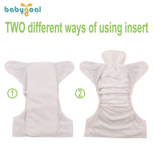  Babygoal Reusable Cloth Diaper Inserts Pack of 12, Absorbent & Breathable Liners, 3-Layer Microfiber Inserts for Cloth Diapers
