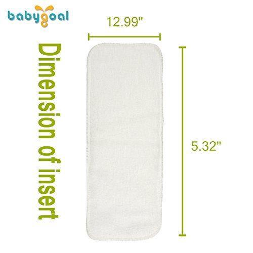  Babygoal Reusable Cloth Diaper Inserts Pack of 12, Absorbent & Breathable Liners, 3-Layer Microfiber Inserts for Cloth Diapers