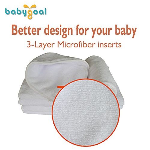  Babygoal Reusable Cloth Diaper Inserts Pack of 12, Absorbent & Breathable Liners, 3-Layer Microfiber Inserts for Cloth Diapers
