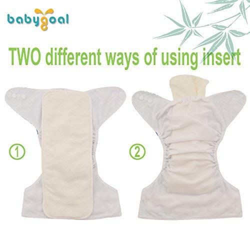  Babygoal Baby Cloth Diaper Inserts,4 Layers Rayon from Bamboo Liners, 12pcs Reusable Inserts 12MB