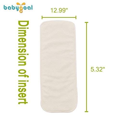  Babygoal Baby Cloth Diaper Inserts,4 Layers Rayon from Bamboo Liners, 12pcs Reusable Inserts 12MB