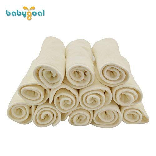  Babygoal Baby Cloth Diaper Inserts,4 Layers Rayon from Bamboo Liners, 12pcs Reusable Inserts 12MB