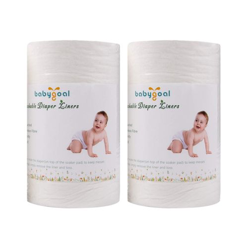  Babygoal Baby Cloth Diaper Liners, Flushable Biodegradable Viscose Bamboo Liners for Cloth Diaper Nappy 2 Pack(200 Sheets) 2BBT01