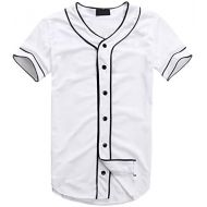 Babyhealthy Womens Mens Black White Hip-Hop Plain Solid Colors Casual Baseball Jersey Shirt