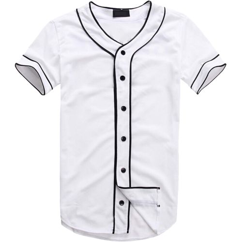  Babyhealthy Womens Mens Black White Hip-Hop Plain Solid Colors Casual Baseball Jersey Shirt