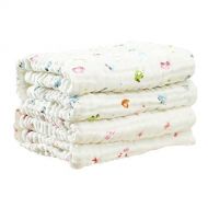 Babyhood Baby Blanket/Bath Towel 100% Cotton，Super Soft Gauze, Natural Absorbent Muslin 6 Layer Warm 41.3 X 41.3 inch (Lemon P2)
