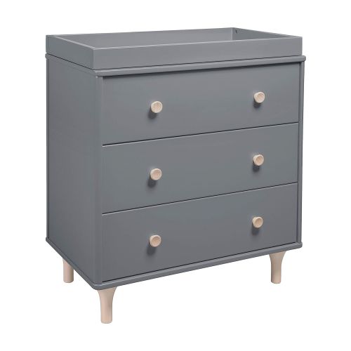  Babyletto Lolly 3-Drawer Changer Dresser with Removable Changing Tray, Grey / Washed Natural