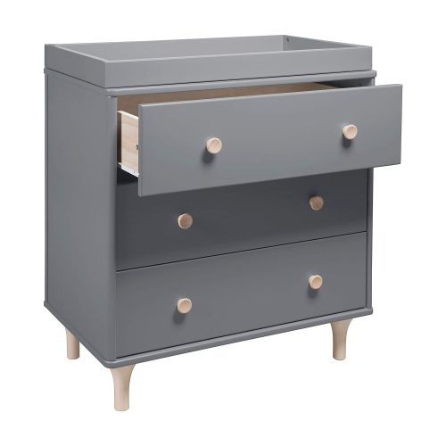  Babyletto Lolly 3-Drawer Changer Dresser with Removable Changing Tray, Grey / Washed Natural