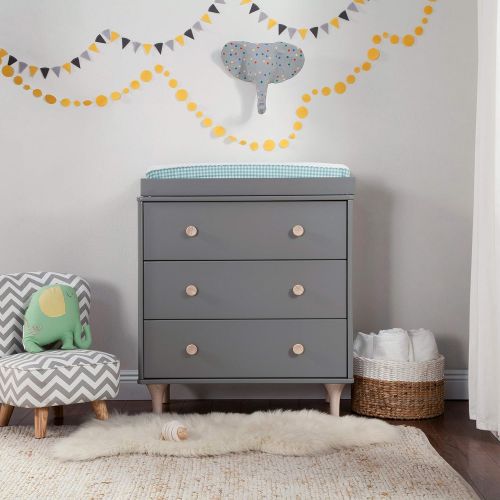  Babyletto Lolly 3-Drawer Changer Dresser with Removable Changing Tray, Grey / Washed Natural