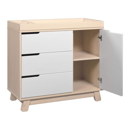  Babyletto Hudson 3-Drawer Changer Dresser with Removable Changing Tray, Washed Natural / White