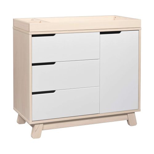  Babyletto Hudson 3-Drawer Changer Dresser with Removable Changing Tray, Washed Natural / White