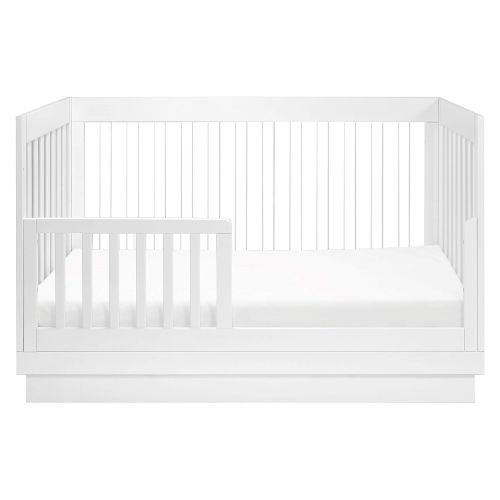  Babyletto Harlow Acrylic 3-in-1 Convertible Crib with Toddler Bed Conversion Kit, White with White Base and Acrylic Slats