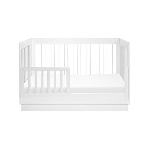  Babyletto Harlow Acrylic 3-in-1 Convertible Crib with Toddler Bed Conversion Kit, White with White Base and Acrylic Slats