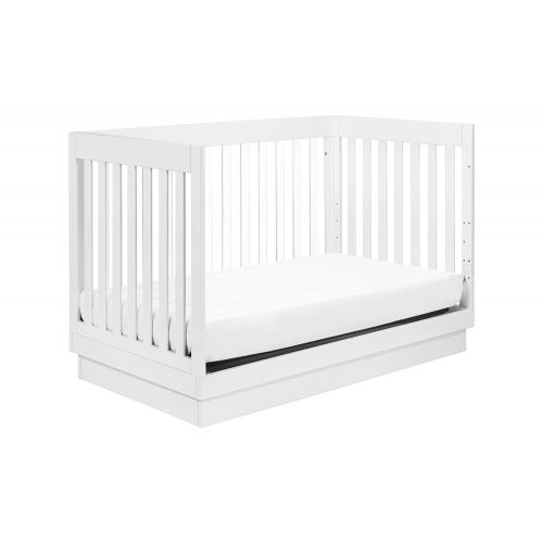  Babyletto Harlow Acrylic 3-in-1 Convertible Crib with Toddler Bed Conversion Kit, White with White Base and Acrylic Slats